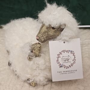 Furry Sheep with Lamb Figurines by the Farmhouse by Rachel Ashwell Large